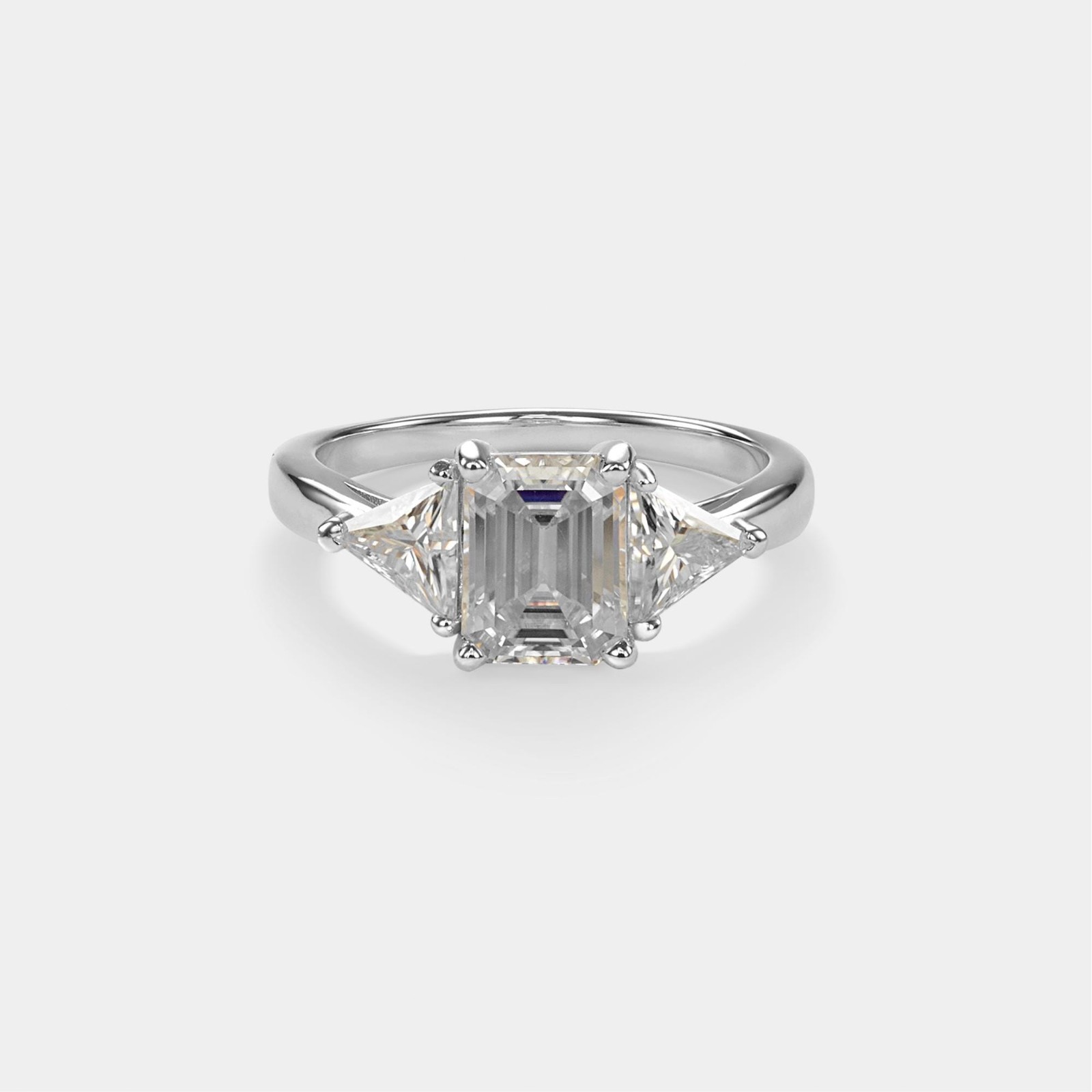 Three-Stone Moissanite Engagement Ring in 925 Sterling Silver