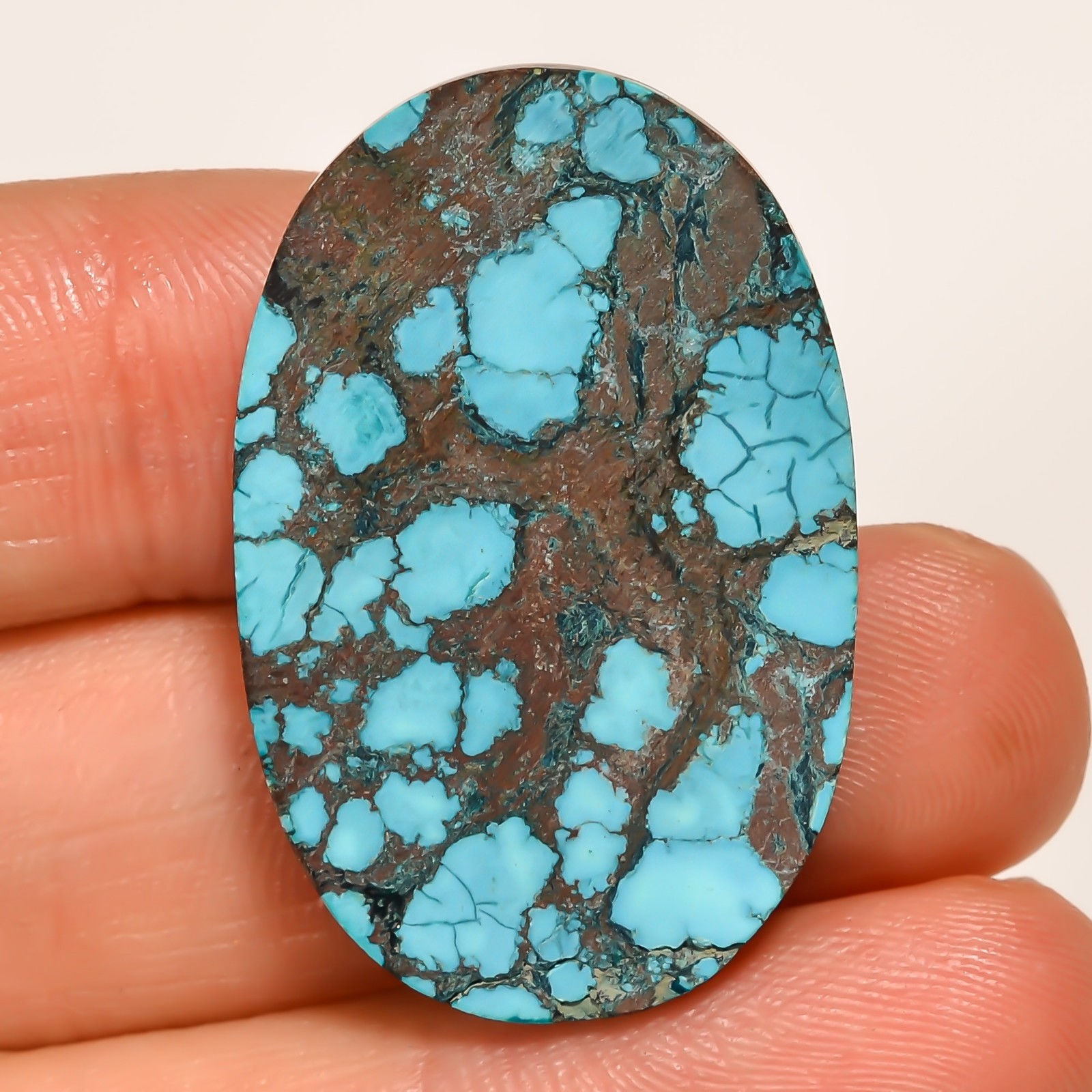 27.00CT 22X34X3mm Natural Tibet Turquoise Oval Cabochon Turquoise Loose Gemstone