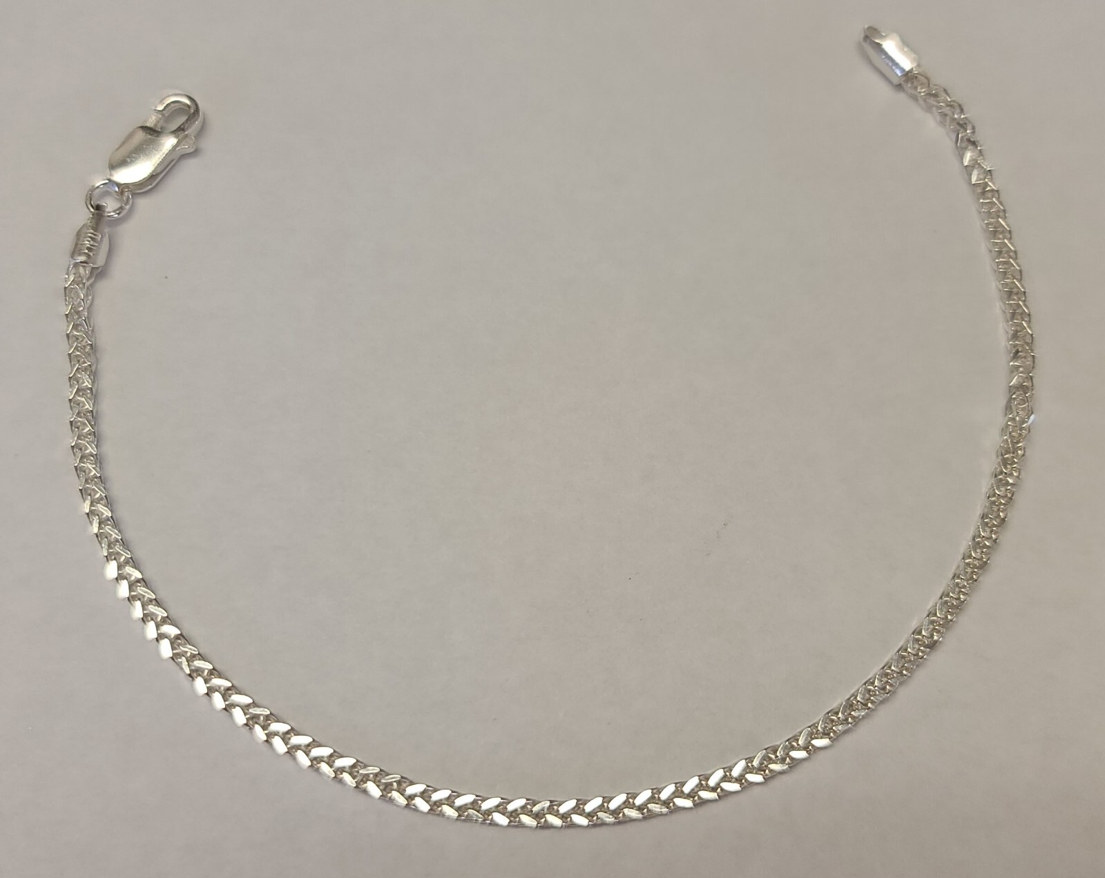 New Sterling 925 Solid Silver Wheat Link 7.4″ Bracelet 2mm Wide ITALY Made
