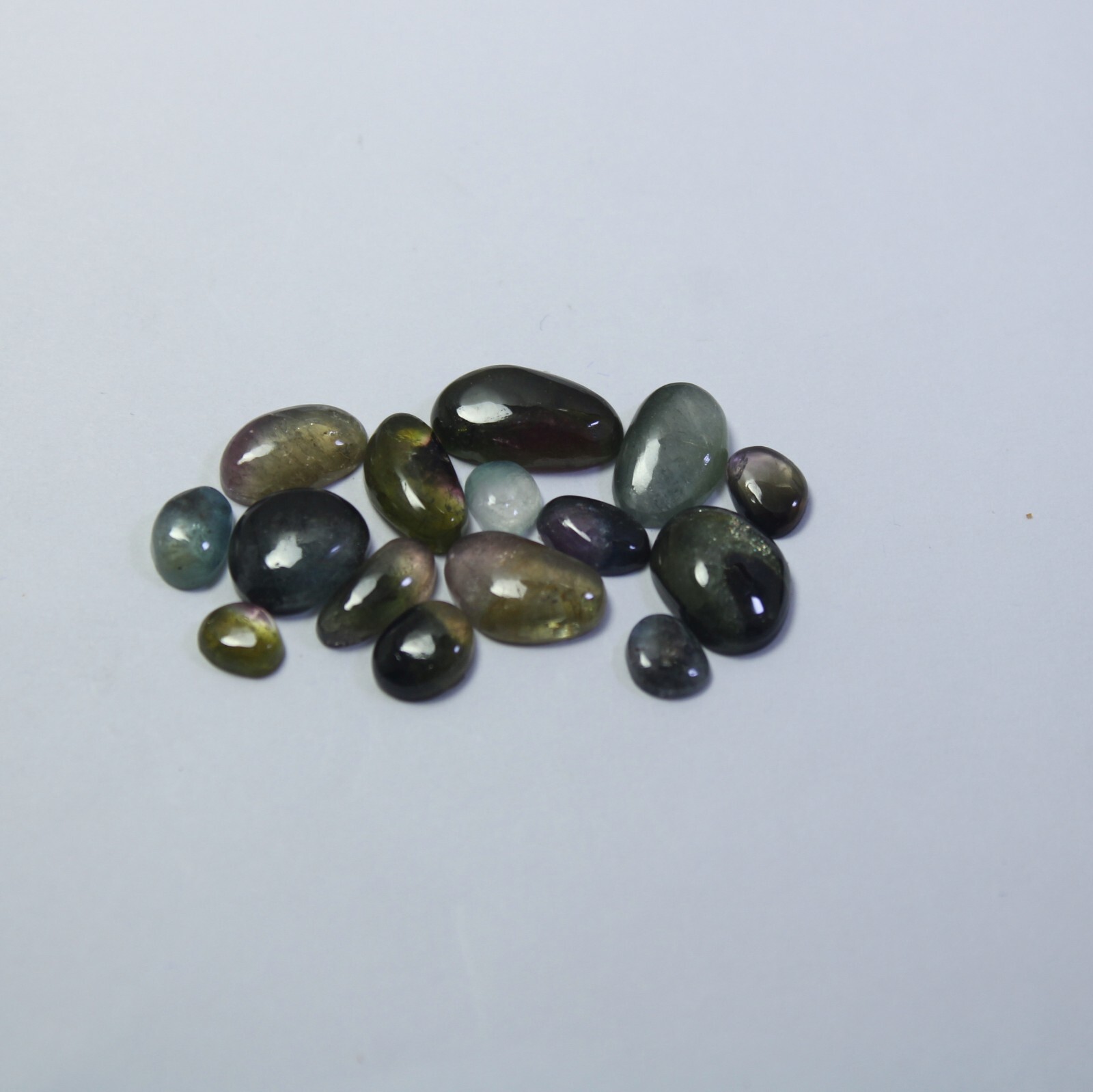 31 Carat Natural Watermelon Bi-Color Smooth Tourmaline Slice 15 Piece Lot