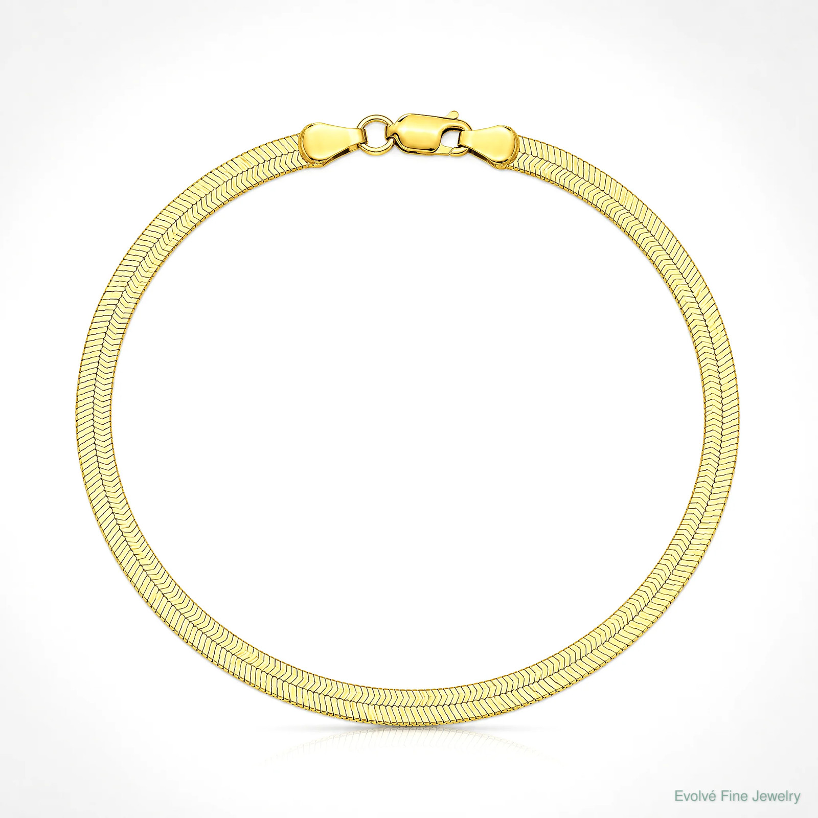 14K Yellow Gold 3mm Silky Herringbone Chain Bracelet 7″-8″