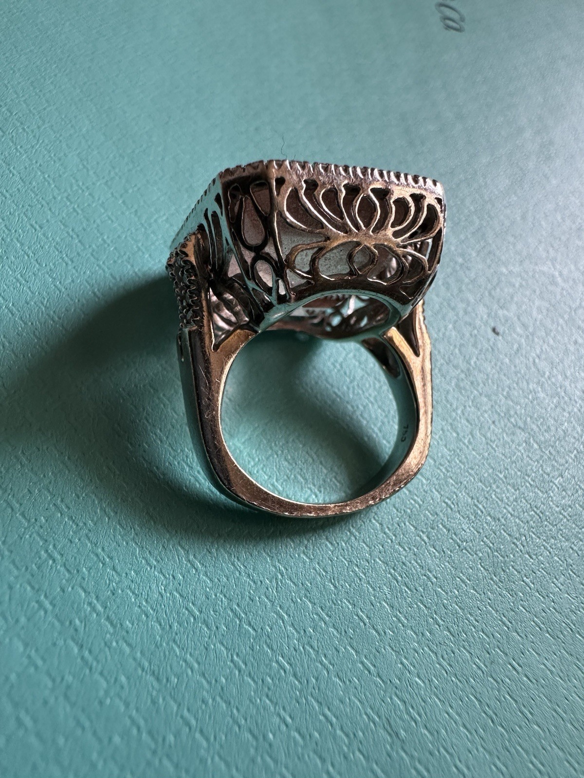 Vintage Estate 18k White Gold Pink Topaz And Diamond Cocktail Ring 4.5