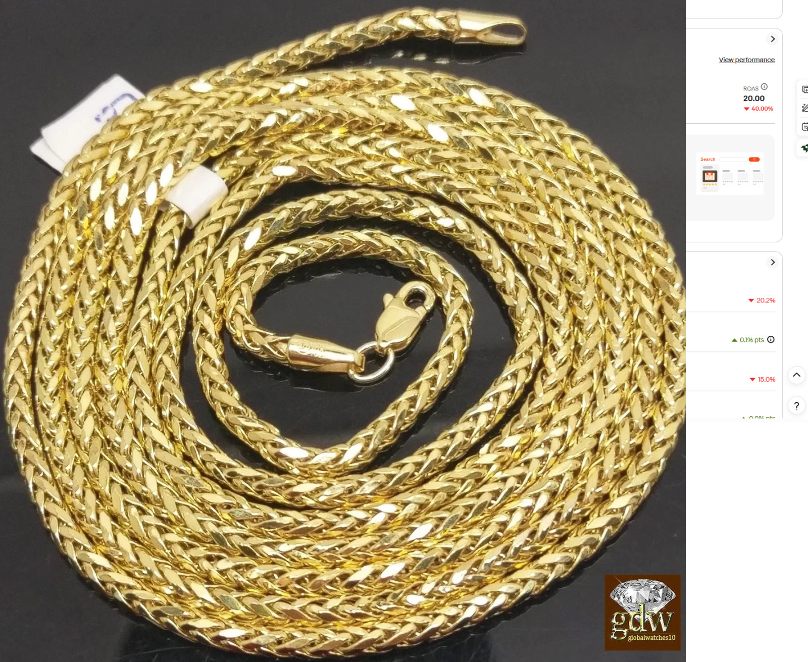 Real 10k Yellow Gold 24 Inch Palm Chain Necklace 3mm Men/ women On Sale