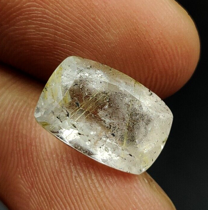Rutilated Quartz Loose Gemstone 14X9.7X7mm Cushion Faceted Cut W8