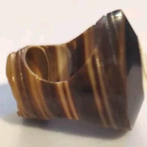 Unique Chunky Black White Brown Spiral Seashell Ring Size 6-61/2