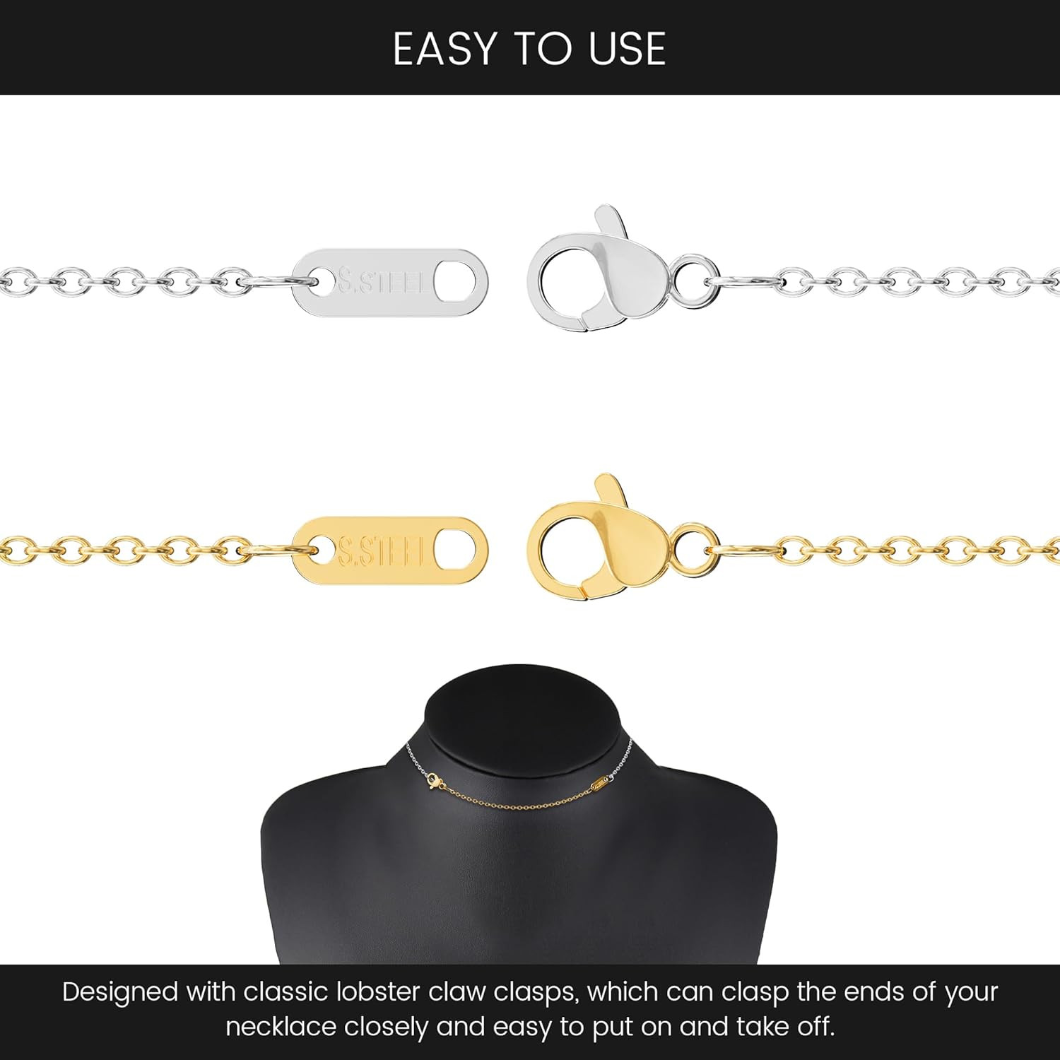 3 Pcs Necklace Extenders for Women, 2″ 4″ 6″ 18K Gold Plated Chain Extenders for
