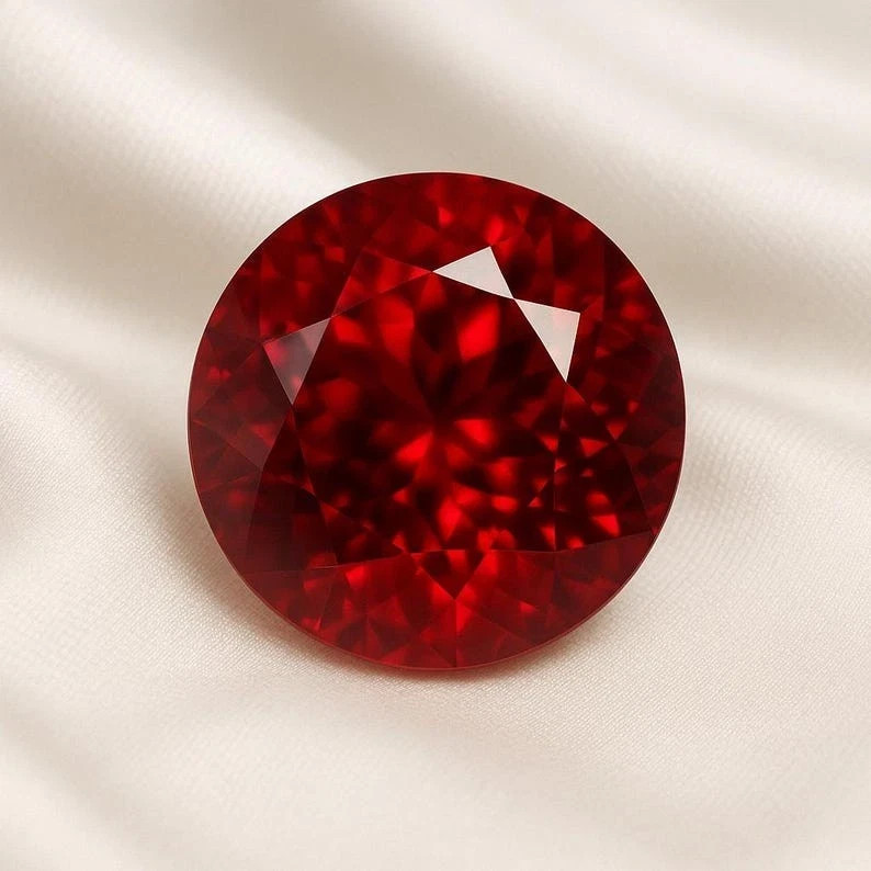 14.50 CT Natural Blood Red Painite Round Cut Certified Loose Gemstone Myanmar