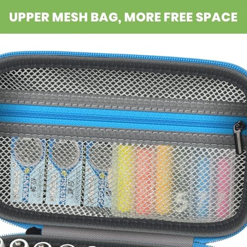 Battery Organizer Case for AA AAA Batteries, Storage Holder Box with Mesh Blue