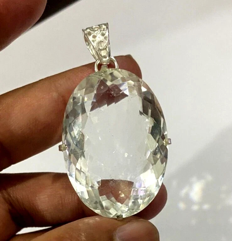 95.2 Ct EGL Certified Natural Oval White Topaz 925 Solid Silver Pendant Gemstone