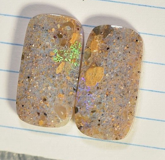 Matched Pair Louisiana Opal Cabochon Gem Opal Natural Untreated 20.50 cts.