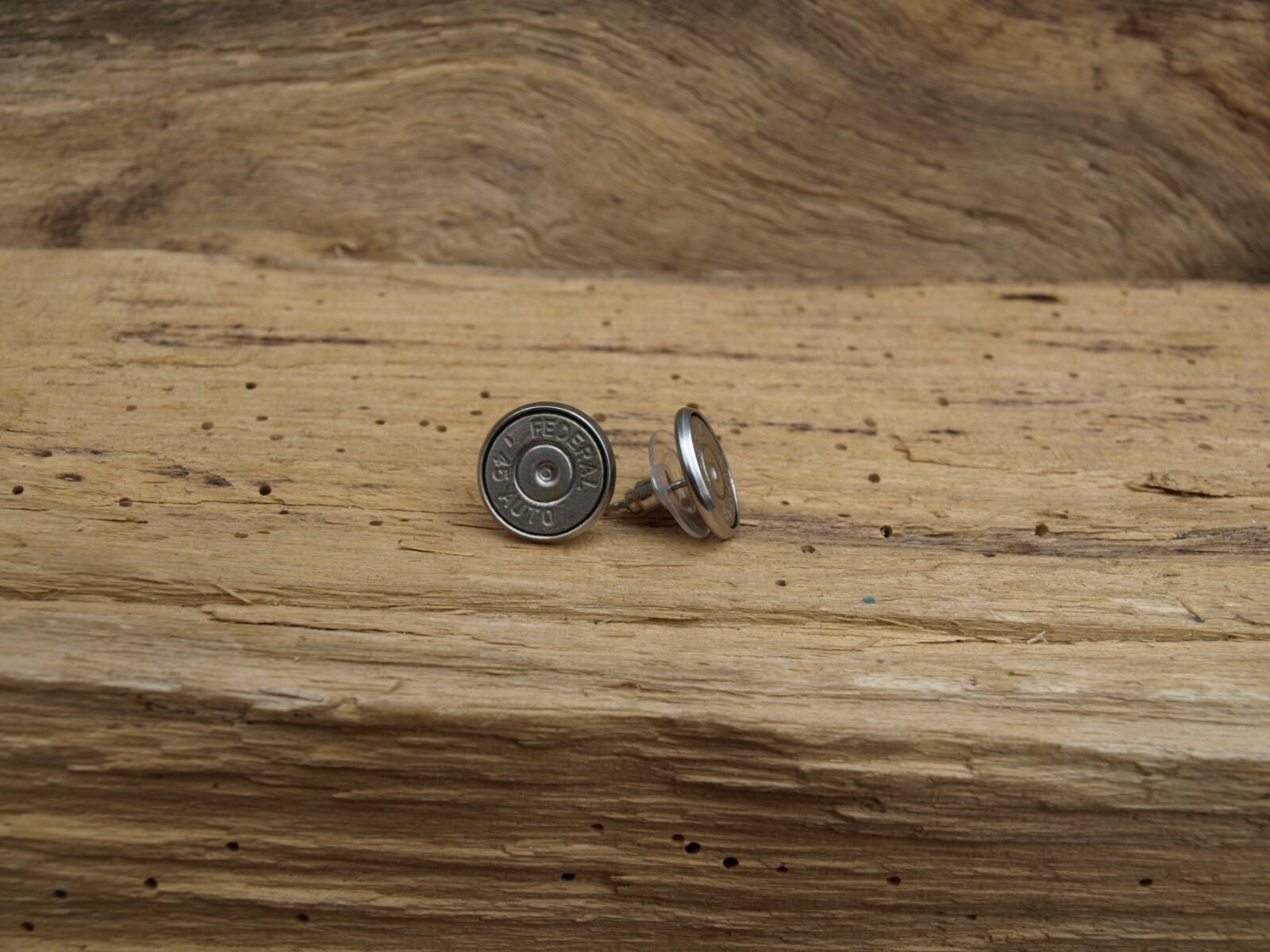 Stainless Steel Bullet Stud Earrings. Optional Glass Crystal.