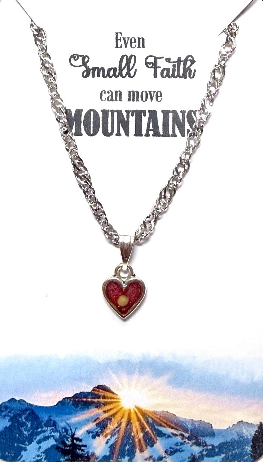 New Mustard Seed Dainty Heart Pendant On 18” Stainless Steel Twist Necklace!