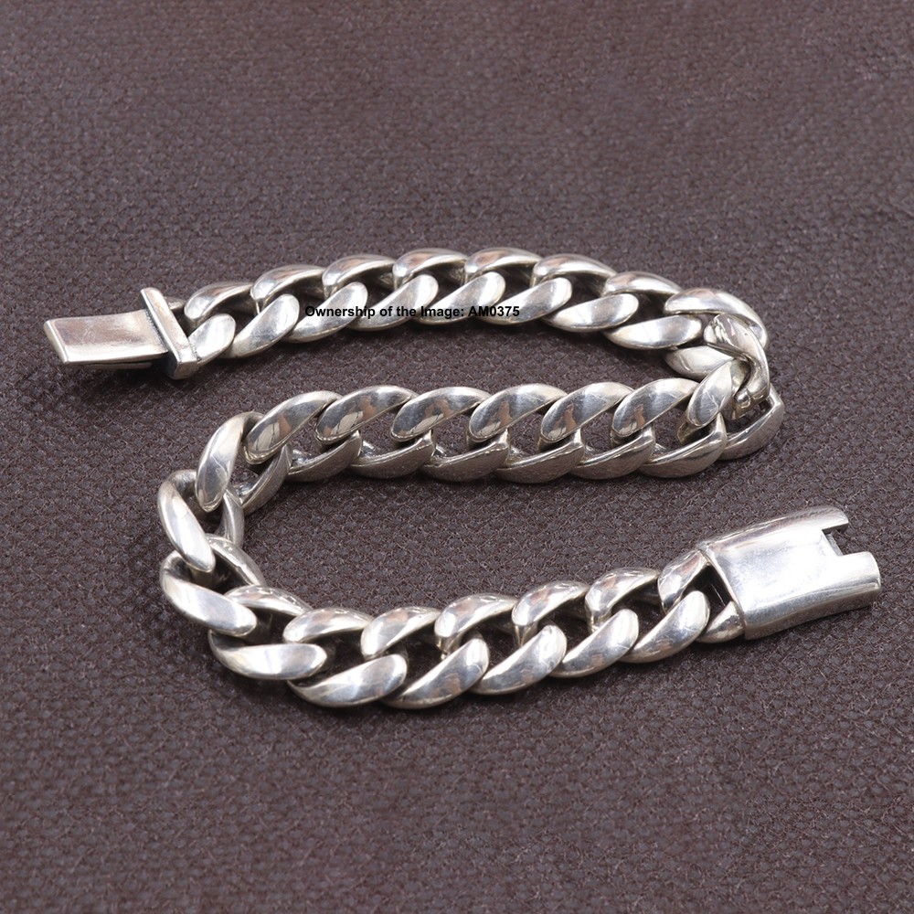 Solid 925 Sterling Silver 10mm Curb Link Chain Men’s Bracelet Gift 8.26inch