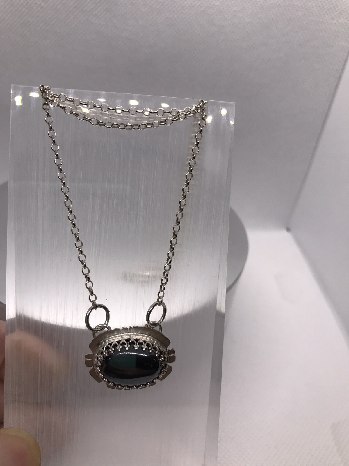 Hematite Pendant In Sterling Silver 18” Chain