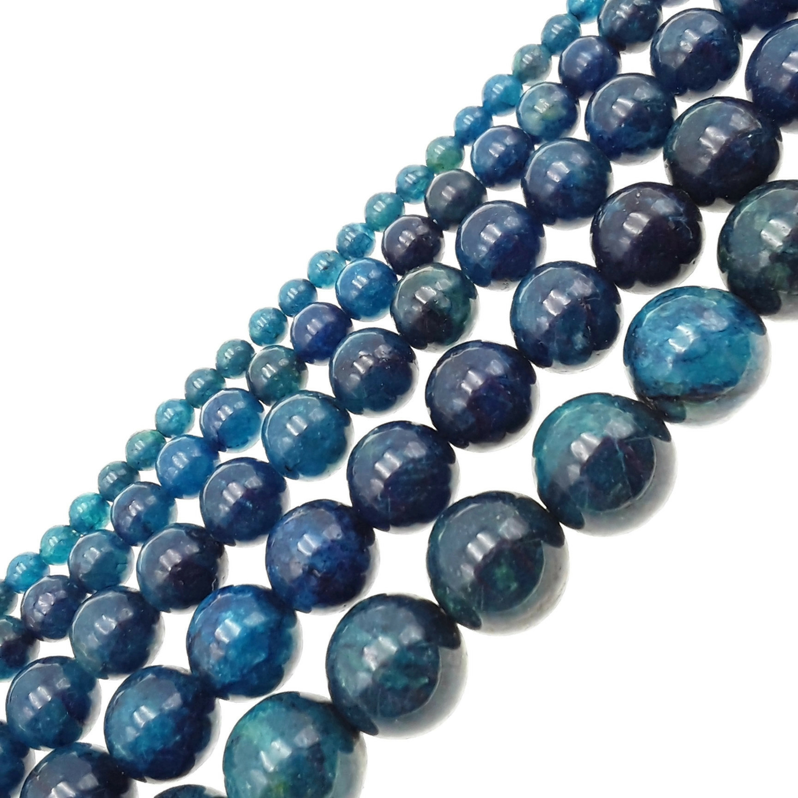Dark Blue Apatite Smooth Round Beads 4mm 6mm 8mm 10mm 12mm 15.5″Strand