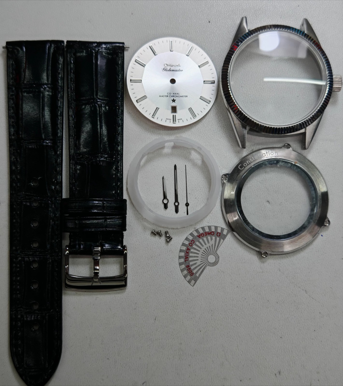 DIY Watch Part Kit for Globemaster 2813 8205 39mm Case+Dial+Hands+Leather Strap