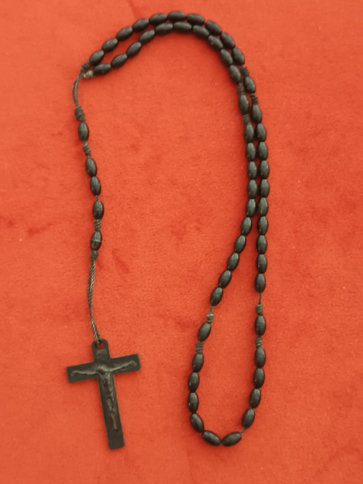 Black Resin Beaded Rosary Catholic Crucifix INRI Crucifix