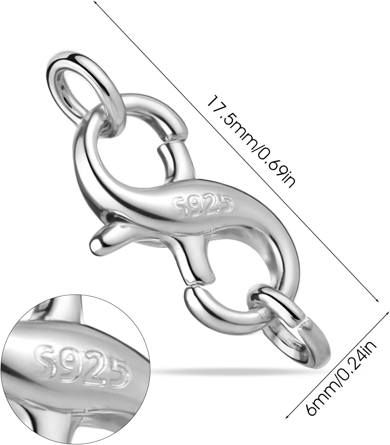 S925 Sterling Silver Double Opening Lobster Clasp, 1 Pcs Necklace Extender Clasp