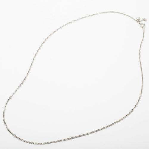Pt850 Solid Platinum 1.3mm 2-Sided Curb Link Chain Necklace 17.75″ Adjustable