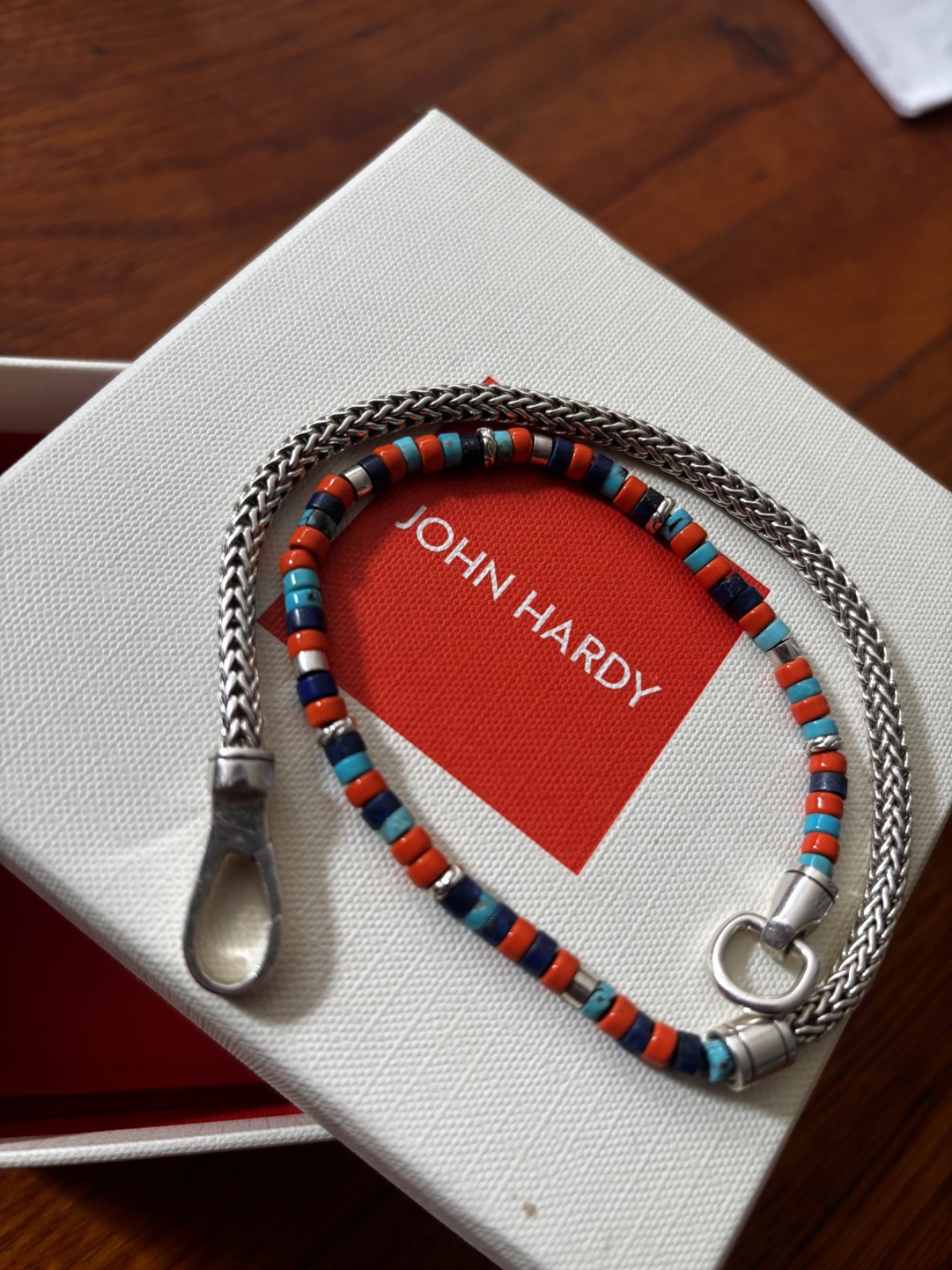Heishi Chain Bracelet, Sterling Silver, Hardstones, 4MM