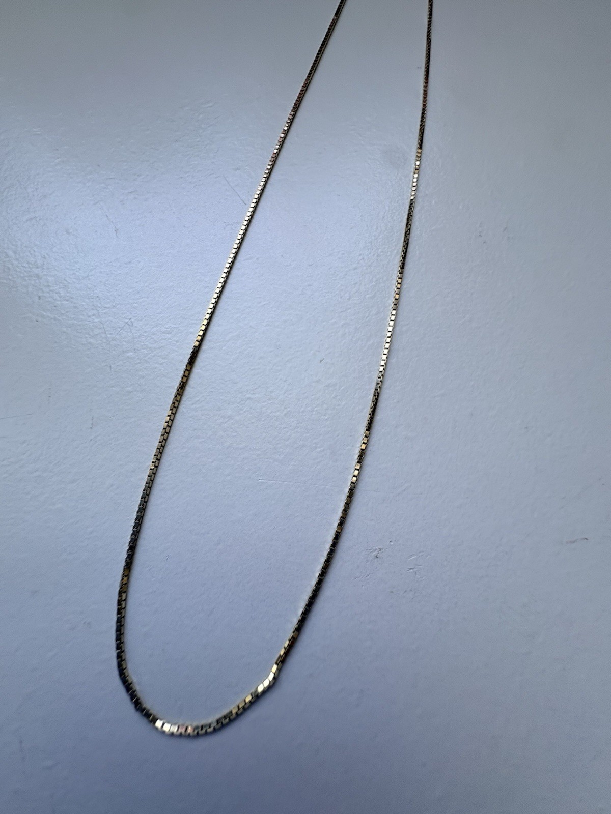 14K Solid Yellow Gold Box Chain Necklace 20” 3.24g Lobster Clasp AD Hallmark