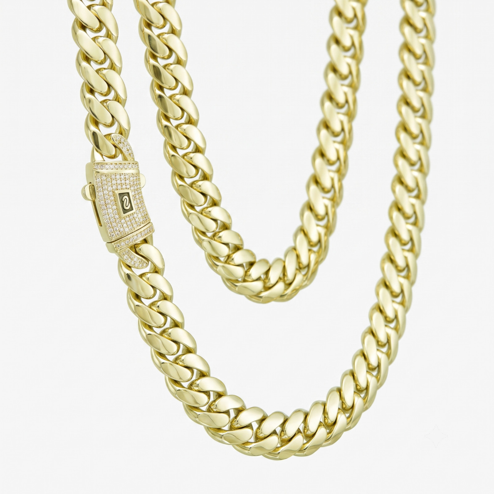 14K gold plated stainless steel cuban link necklace andbracelet for men or women