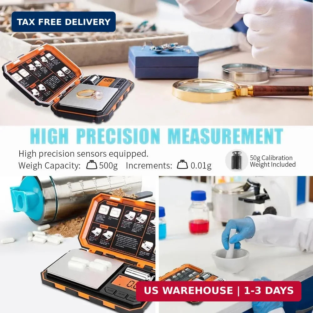 Fuzion Digital Pocket Scale, 500g x 0.01g Gram Scale, Mini Scale 6 Units Jewelry