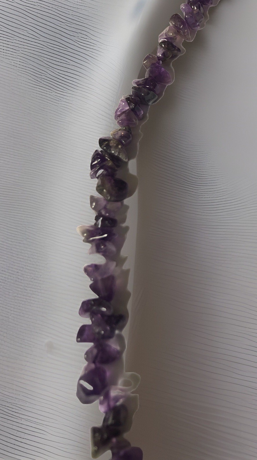 Genuine Amethyst Chip Nugget Necklace 36” Statement Various Shades Sparkles