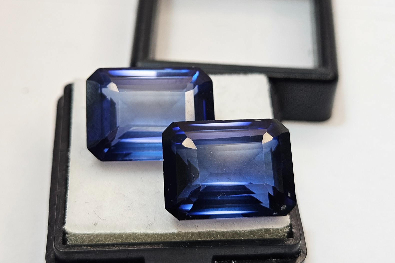 Pair of Tanzanite Emerald Cut 27-28 Ct Blue Making Earring Loose GEMSTONE FR-504