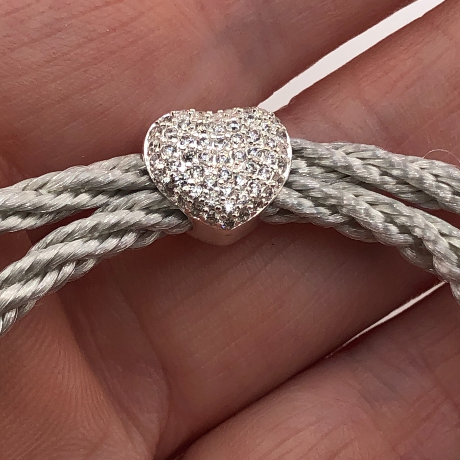 Joma Jewellery Bracelet Silver Tone & Sparkle Heart Adjustable Cord Party Disco