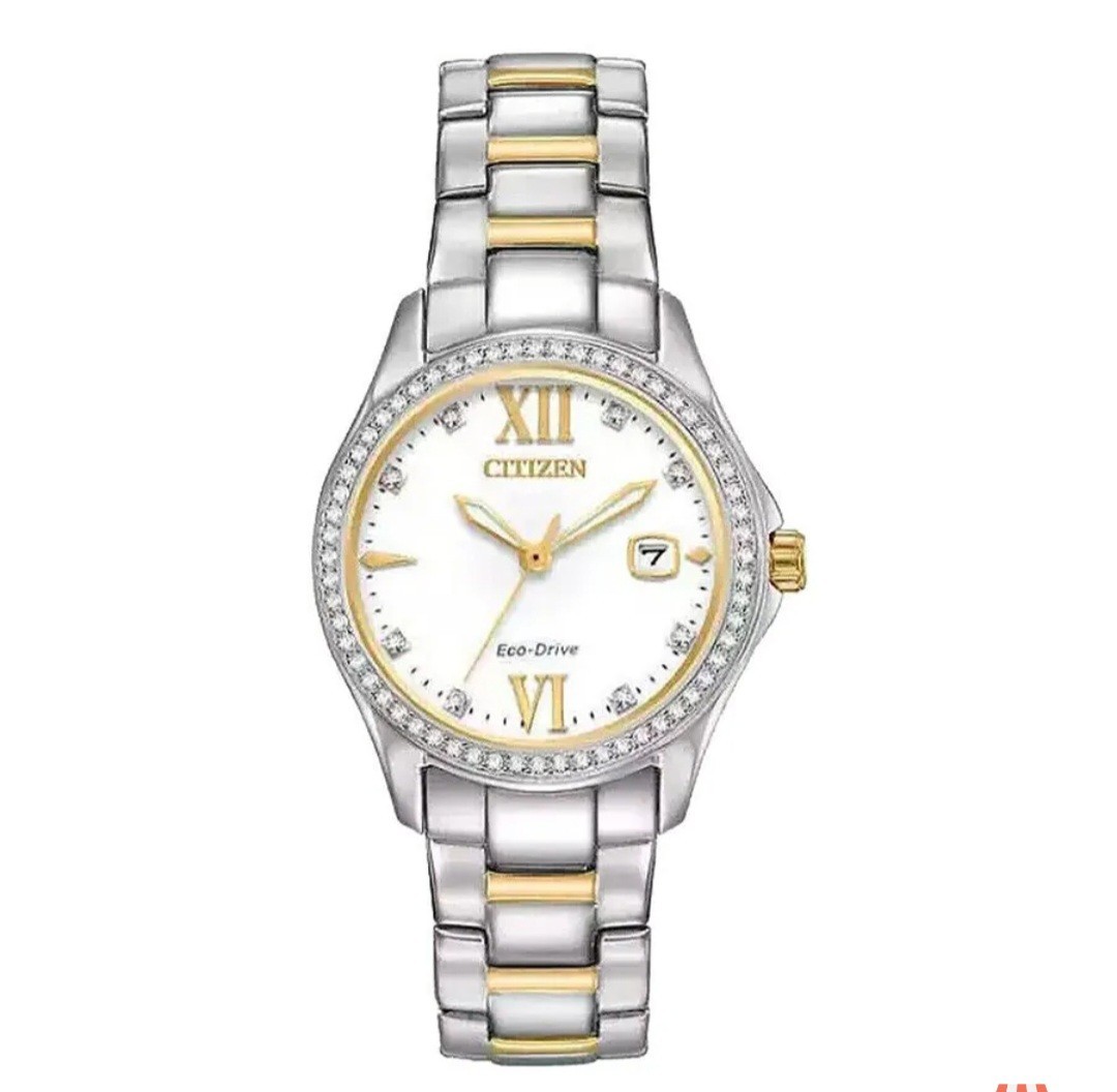 Citizen Watch Women’s Quartz Two-Tone Eco-Drive White Dial Roman FE1144-85B