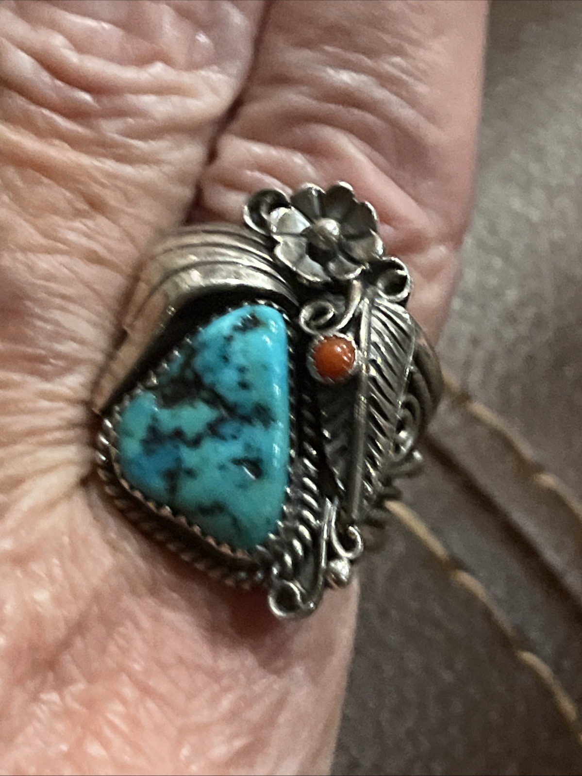 N A Huge Turquoise Ring Kee Begay Size 11 (19.5grams)