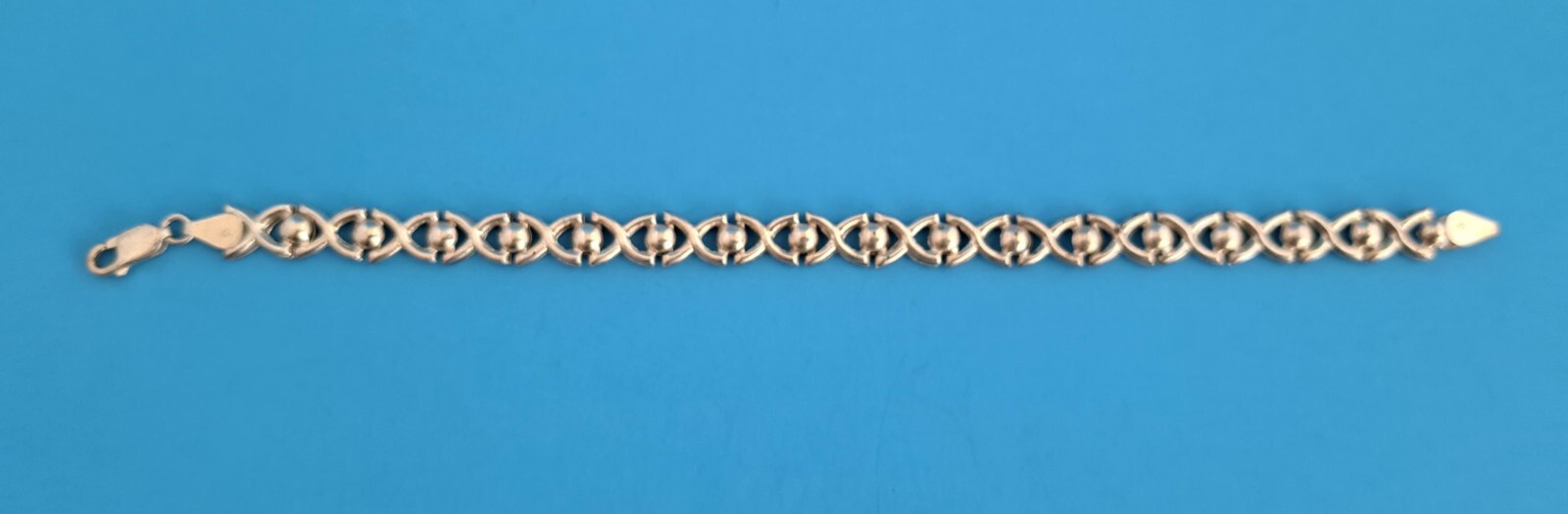 925 ITALIAN SILVER X’s AND O’s (HUGS & KISSES) LINKS 7” BRACELET PRE-OWNED NEW