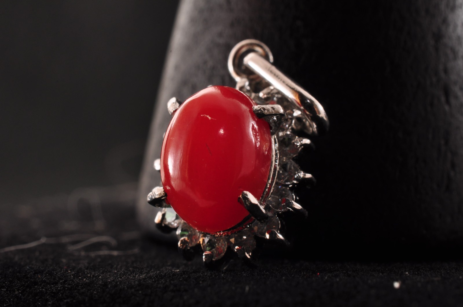 Certification oxblood coral pendant top 925 silver (11mm (0.43in) total 4.0ct).