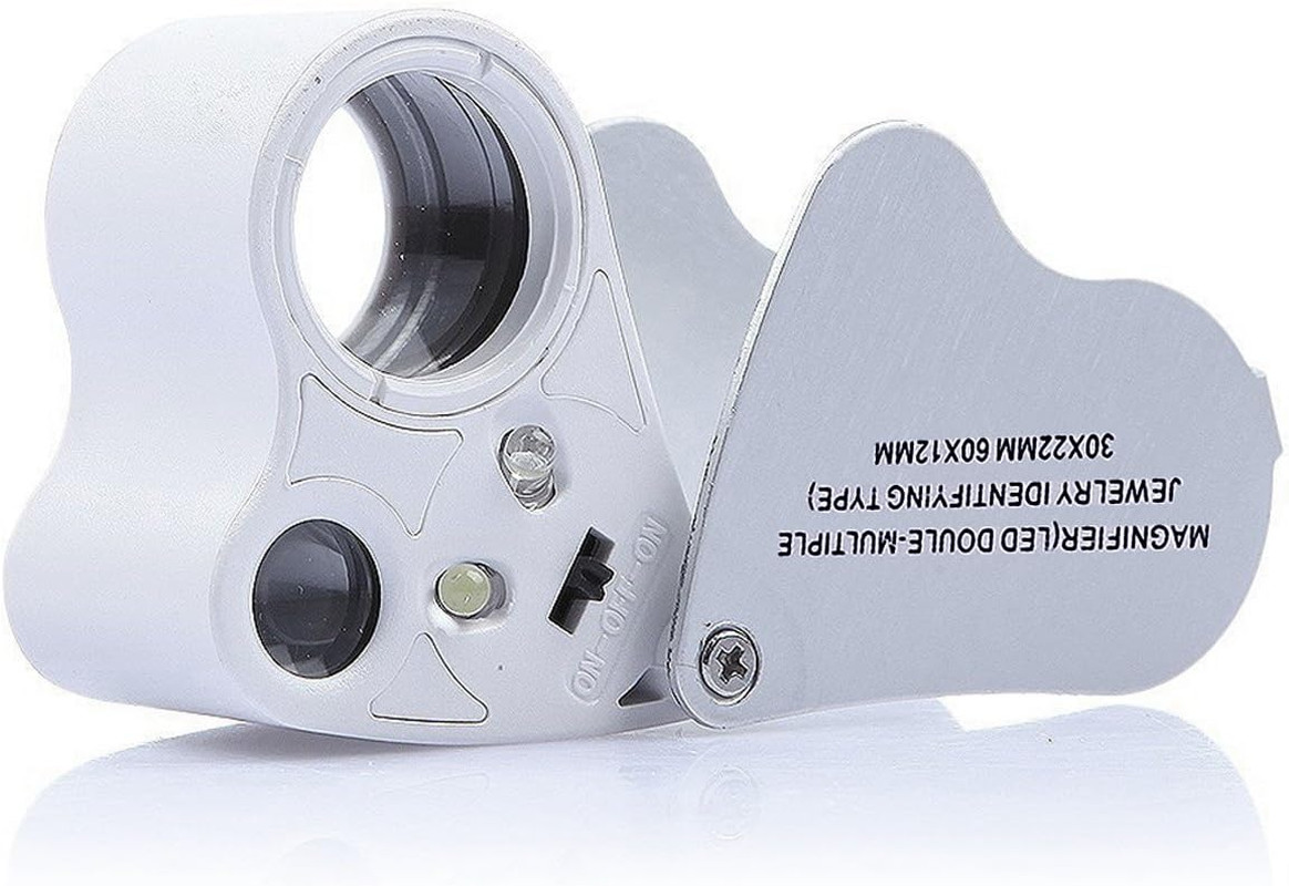 2 Lens Jewelry Loupe, 30X 60X Illuminated Jewelers Magnifier | Foldable Magnifyi