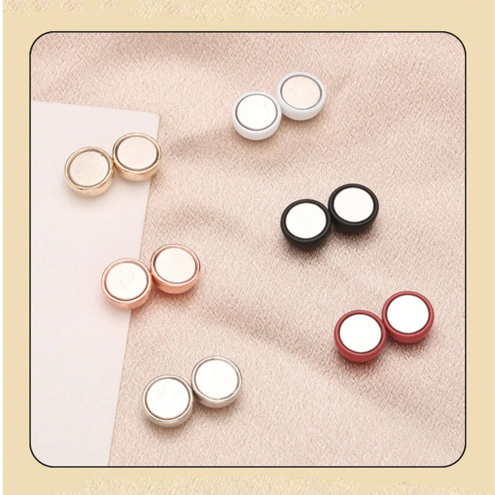 2/8pair Brooches Magnetic Classic Round Shiny Matt Stable Scarf Clips Hijab Pin