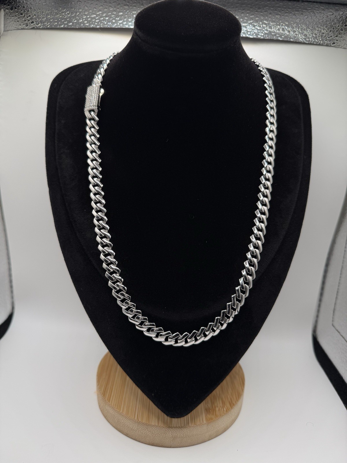 9mm 22” Solid 925 Sterling Silver Miami Cuban Chain Rhodium Finish