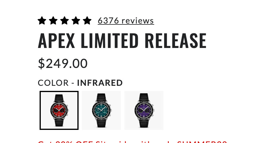 BRAND NEW VINCERO Apex Limited Edition Red Infrared Seiko VK64 Hybrid