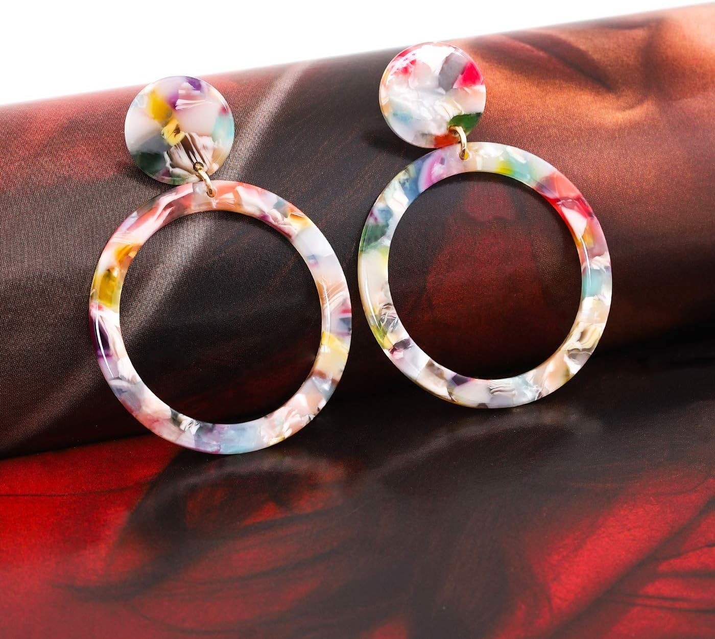 Acrylic Drop Dangle Earrings Geometry Circle Tortoise Shell