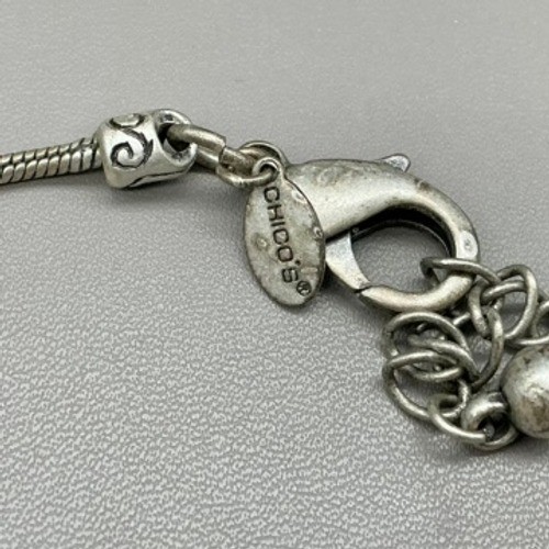 Chico’s Necklace Womens Silver Paisley Black White Enamel Snake Chain 18-21 Inch