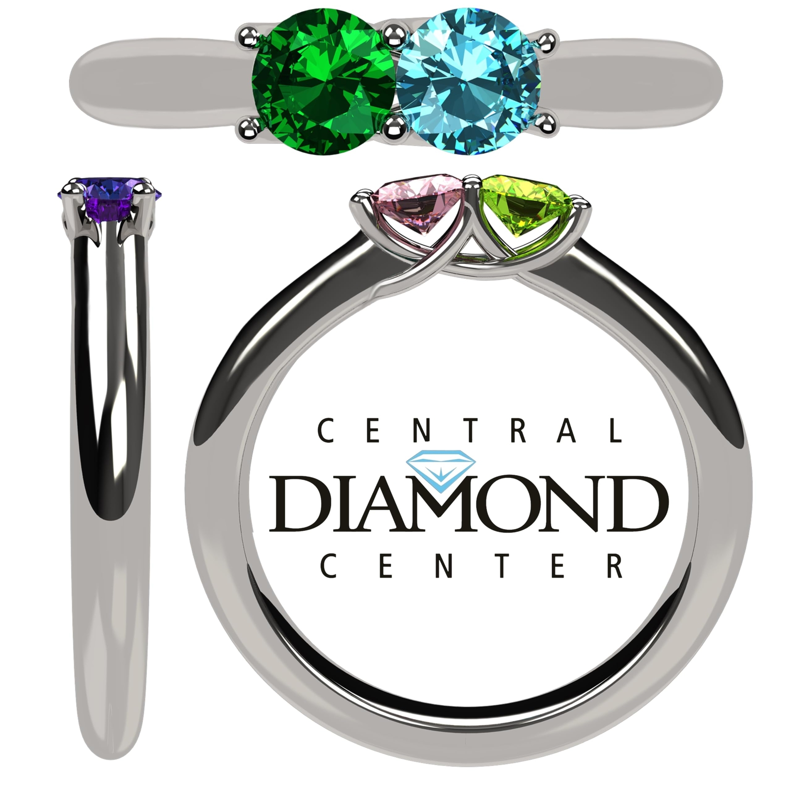 NANA Lucita Couples Ring With 2 Simulated Birthstones in Sterling Silver or 10K