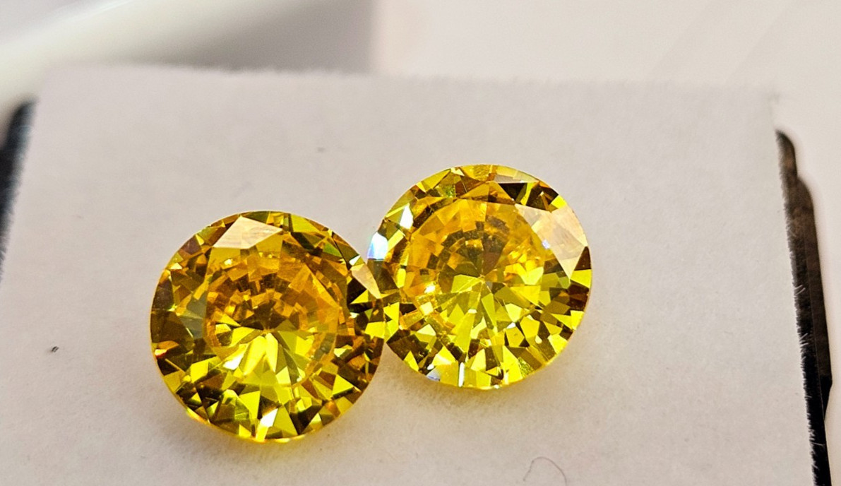 Yellow Zircon Round Cut 3+ Ct Pair For Earring Making Loose Gemstone
