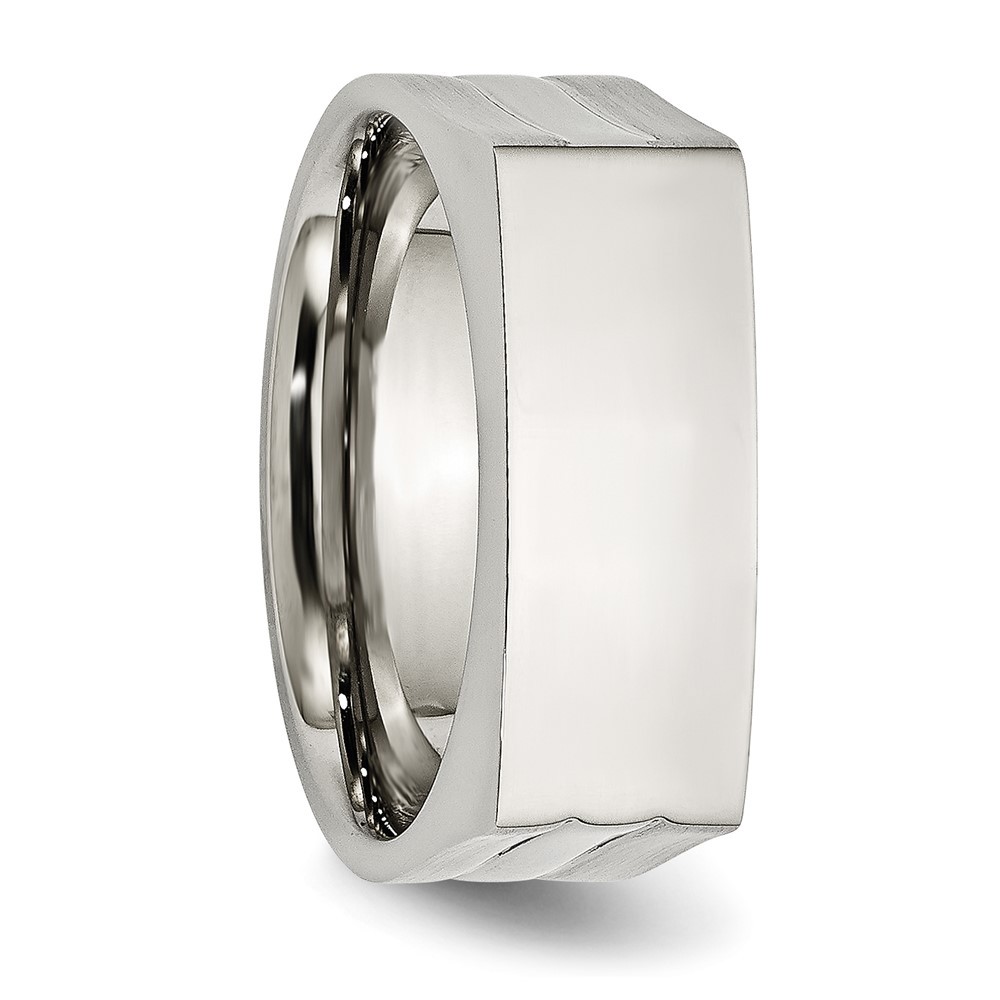 Stainless Steel Brushed and Polished Signet Ring Size 10 for Men’s