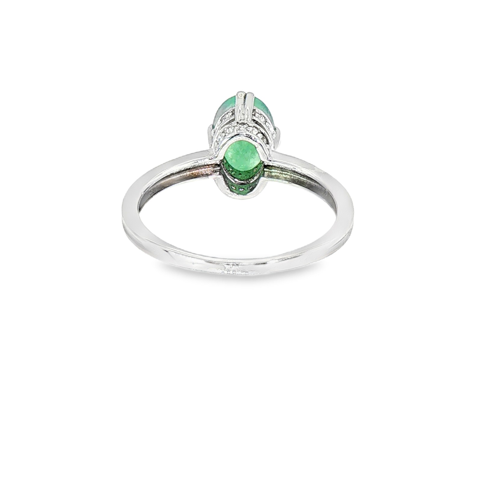 925 Sterling Silver Natural Emerald Gemstone Ring Oval Top Rich Green 7