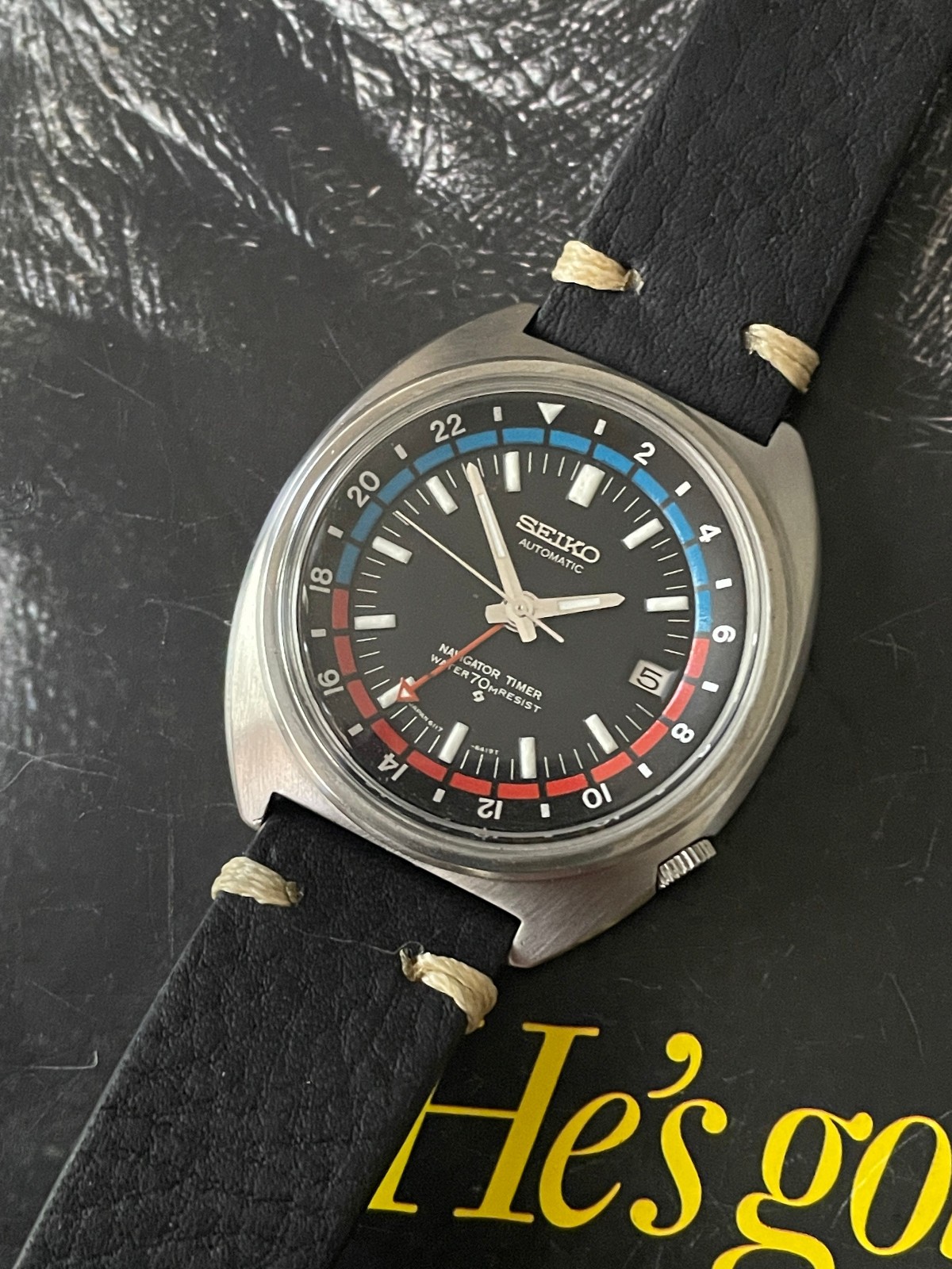 Seiko Navigator Timer vintage Auto GMT watch March 70, great condition, serviced