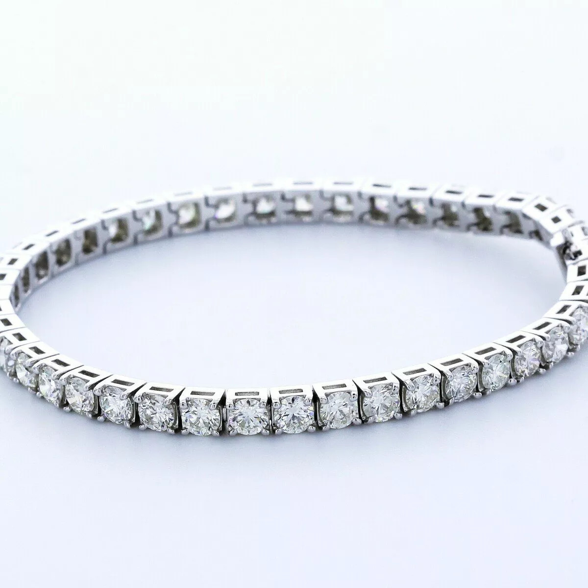Tennis Bracelet Solid 14K Gold Classic 8.50 Carat Round Lab-Grown Diamond D VVS1