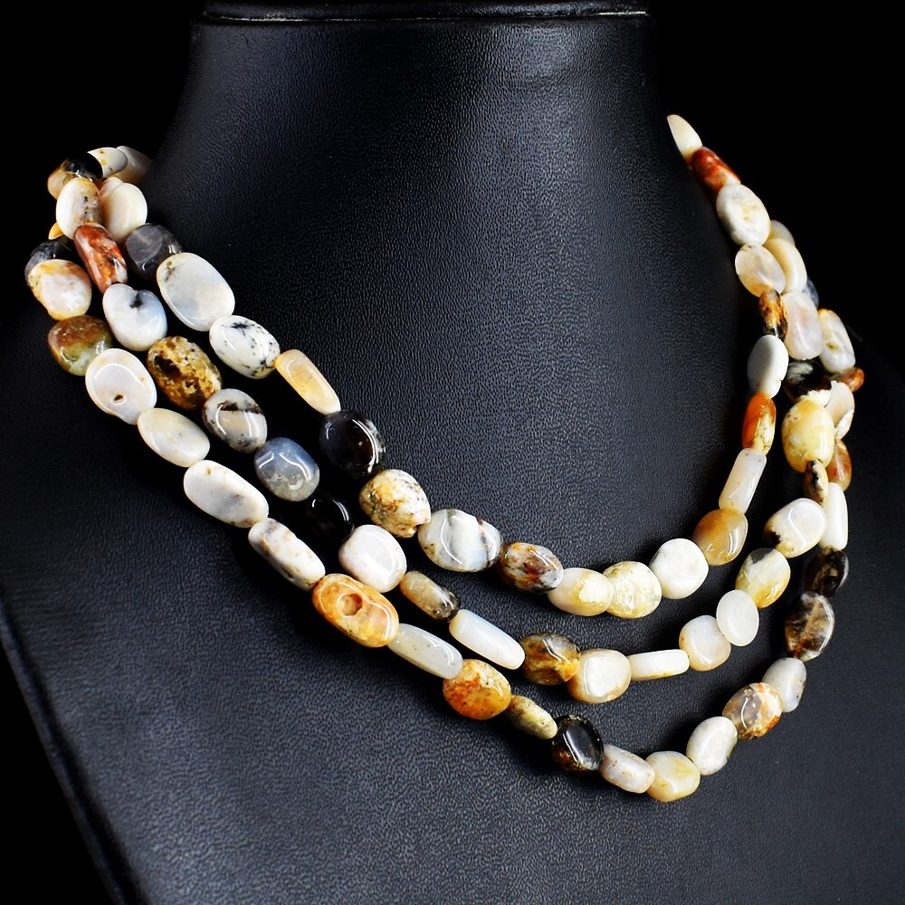 5 Strand Very Attractive Dendrite Opal 459.00Cts Best Beaded Necklace VK 06 E700