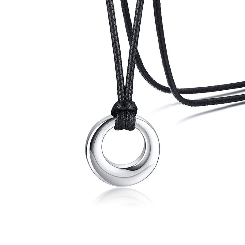 New Wax Rope Women Necklace Ash Urn Circle Charm Pendant Cremation Classic Gift