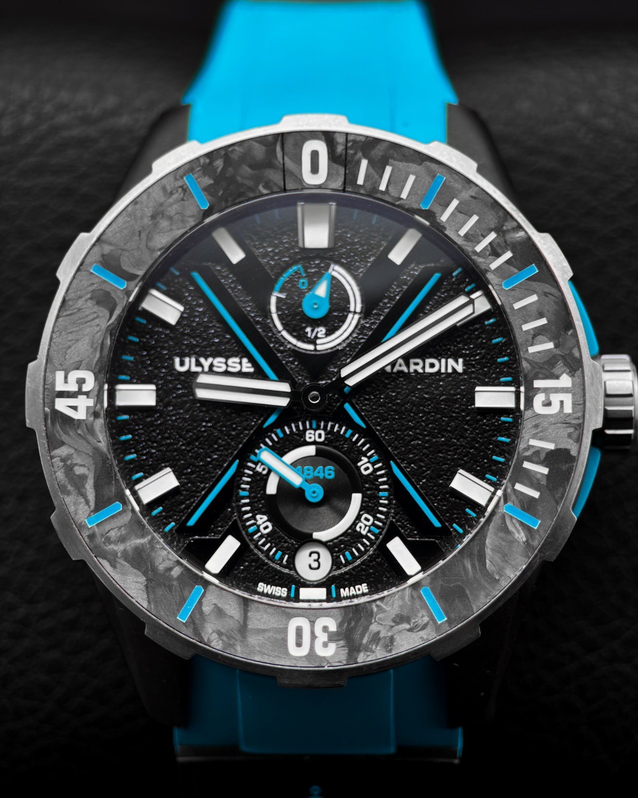 Ulysse Nardin Diver NET Azure 44mm Black Dial Blue Rubber Strap 1183-170-2B/3A