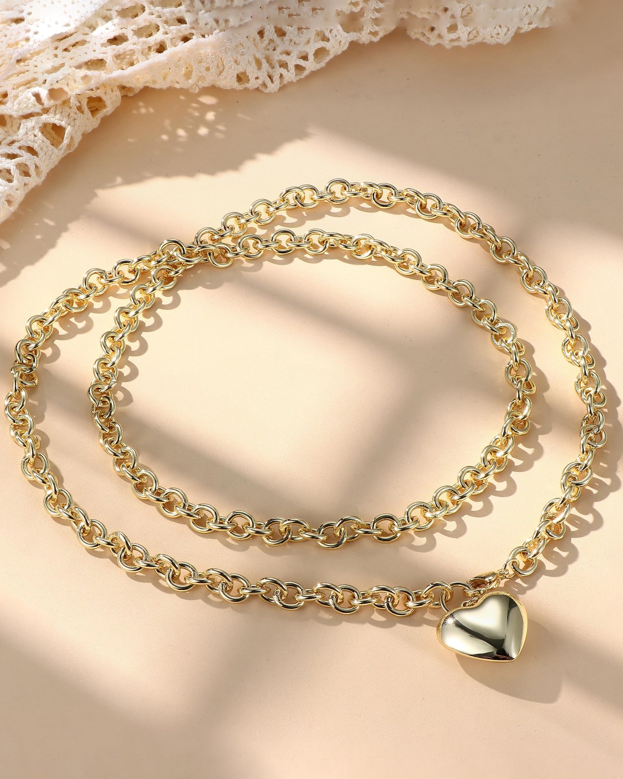 16k Gold Plated Chunky Gold Plated Necklace for Women Non Tarnish, 36” /92cm…